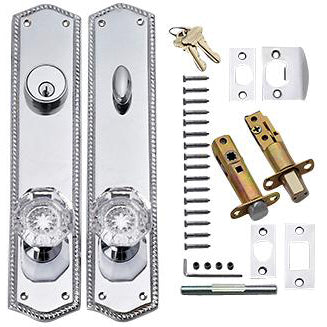 Georgian Roped Oval Deadbolt Entryway Set (Polished Chrome Finish) COPPER MOUNTAIN HARDWARE