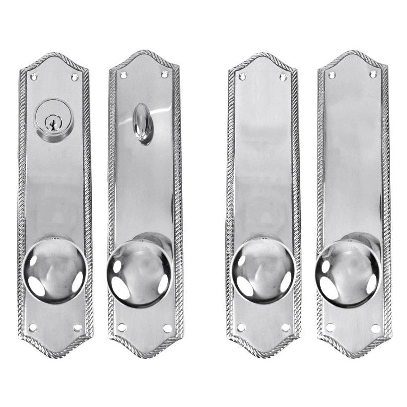 Georgian Roped Oval Deadbolt Entryway Set (Polished Chrome Finish) COPPER MOUNTAIN HARDWARE