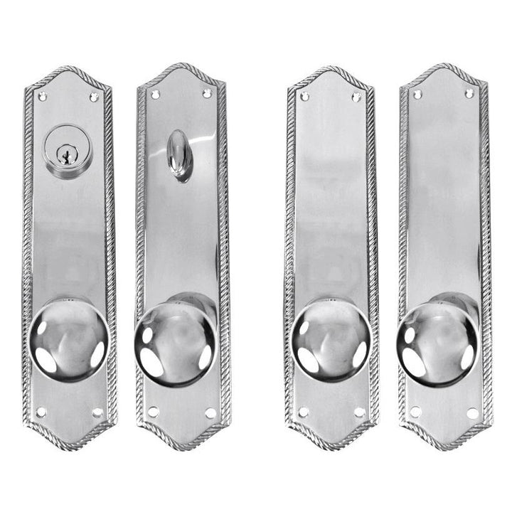 Georgian Roped Oval Deadbolt Entryway Set (Polished Chrome Finish) COPPER MOUNTAIN HARDWARE