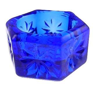 Salt Cellars - Cobalt Blue Glass Hexagonal Salt Cellar Copper Mountain Hardware