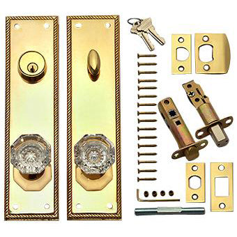 Georgian Roped Deadbolt Entryway Set (Polished Brass Finish) COPPER MOUNTAIN HARDWARE