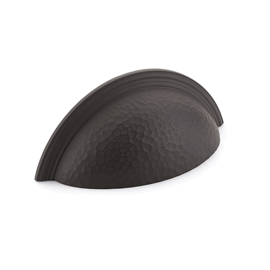 4 1/2 Inch (3 Inch c-c) Atherton Hammered Cup Pull (Oil Rubbed Bronze Finish) SCHAUB